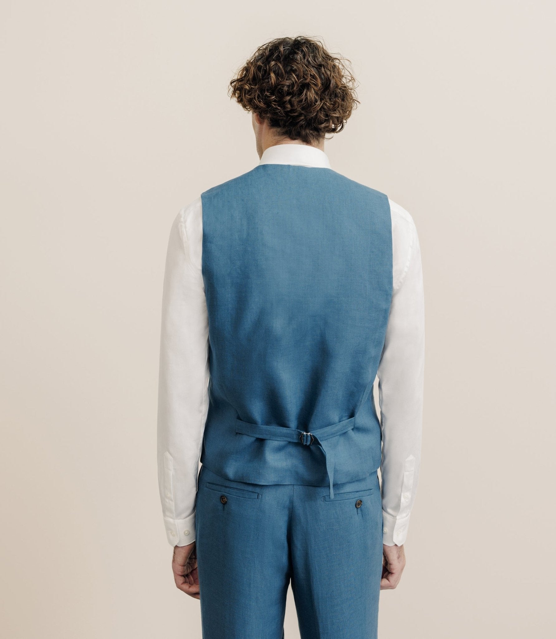 Gilet 100% lin bleu vert - IZAC