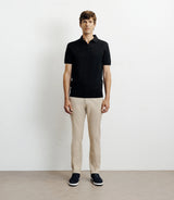 Polo col ouvert en maille noir - IZAC