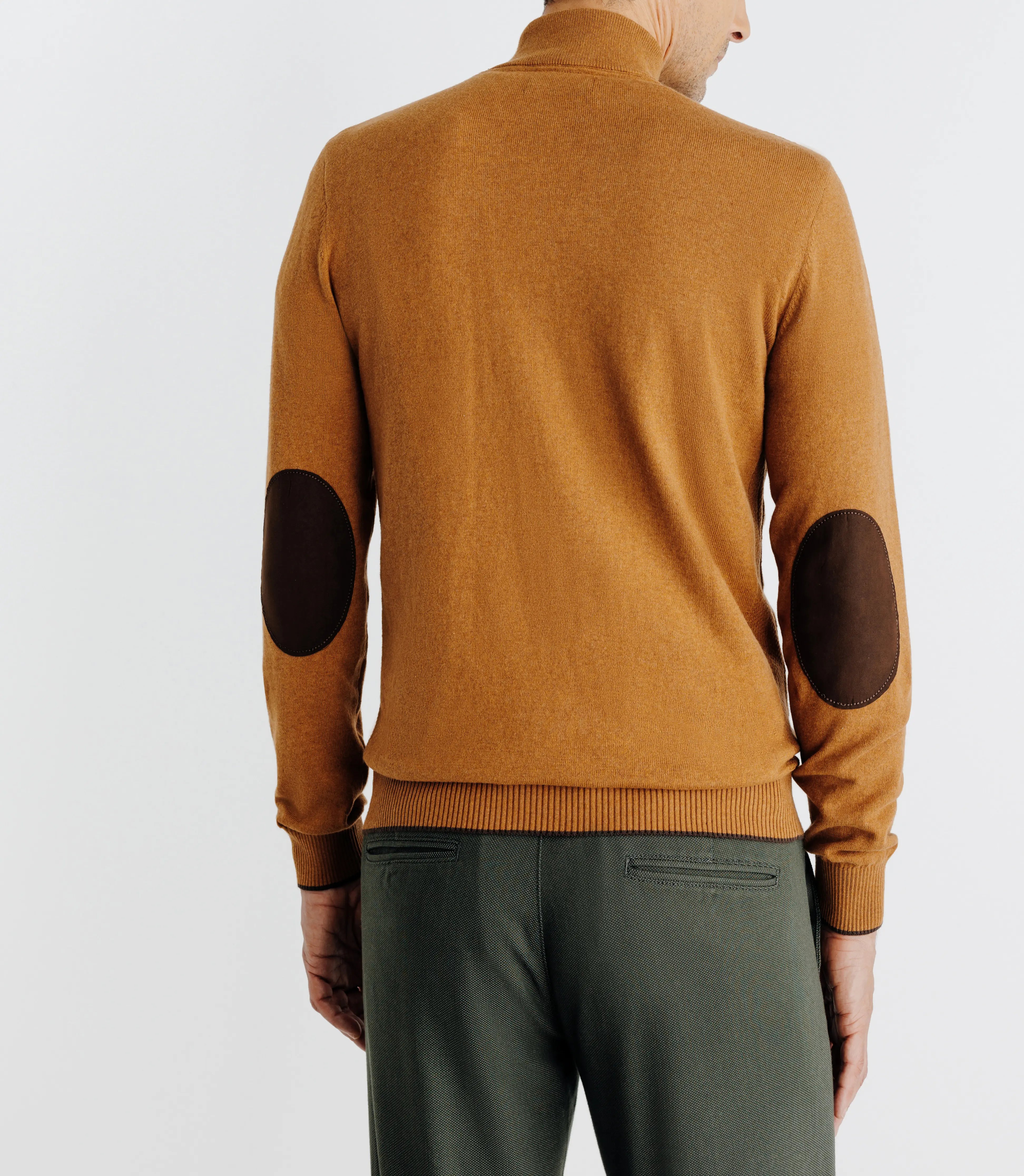 Pull coton/cachemire col zippé camel - IZAC