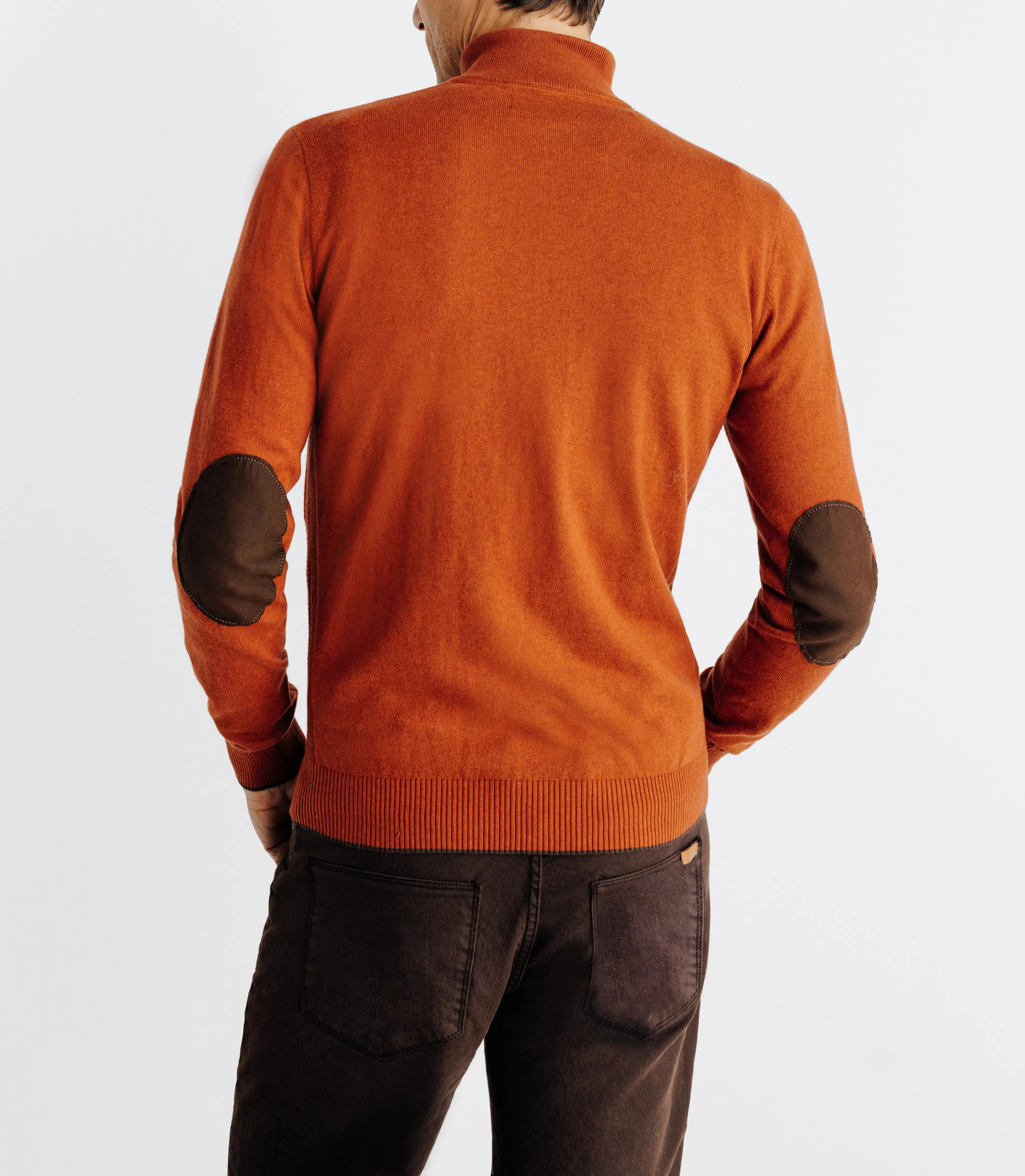 Pull coton/cachemire col zippé brique - IZAC