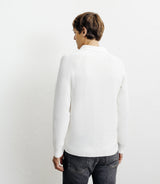Pull col polo boutonné jeux de points écru - IZAC