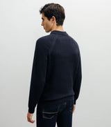 Pull col polo boutonné jeux de points marine - IZAC