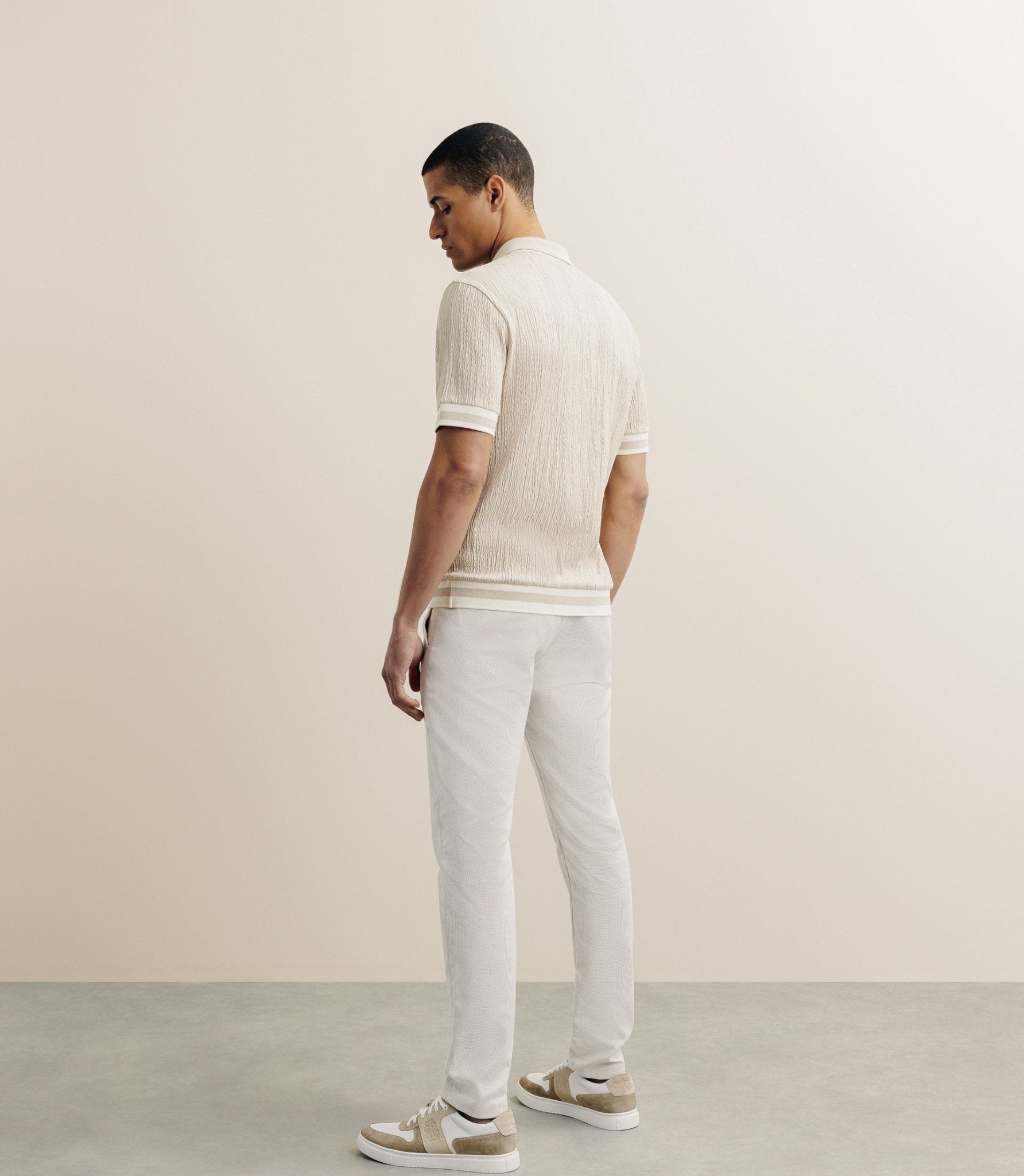 Polo boutonné en jersey beige - IZAC
