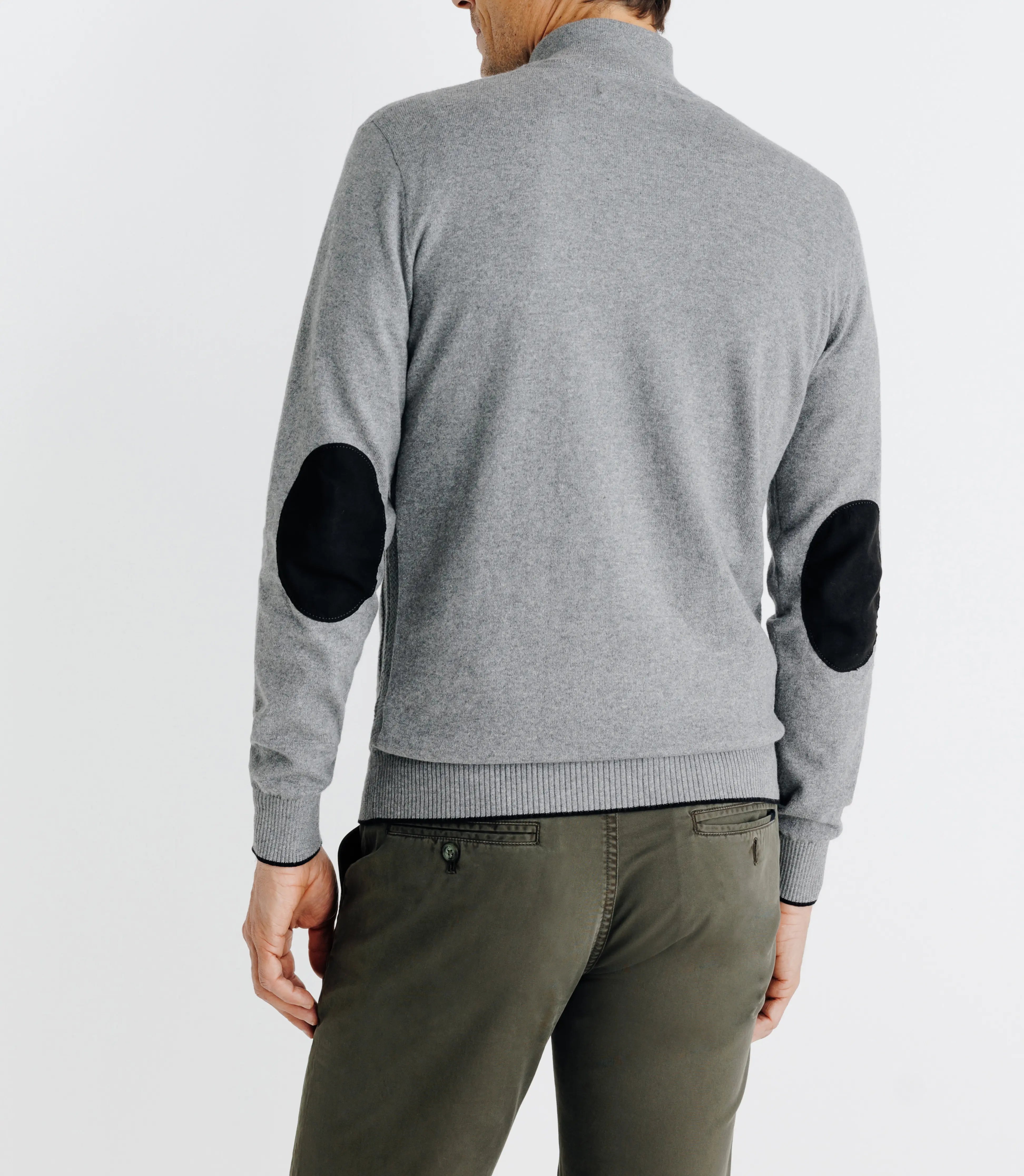 Pull coton/cachemire col zippé gris - IZAC