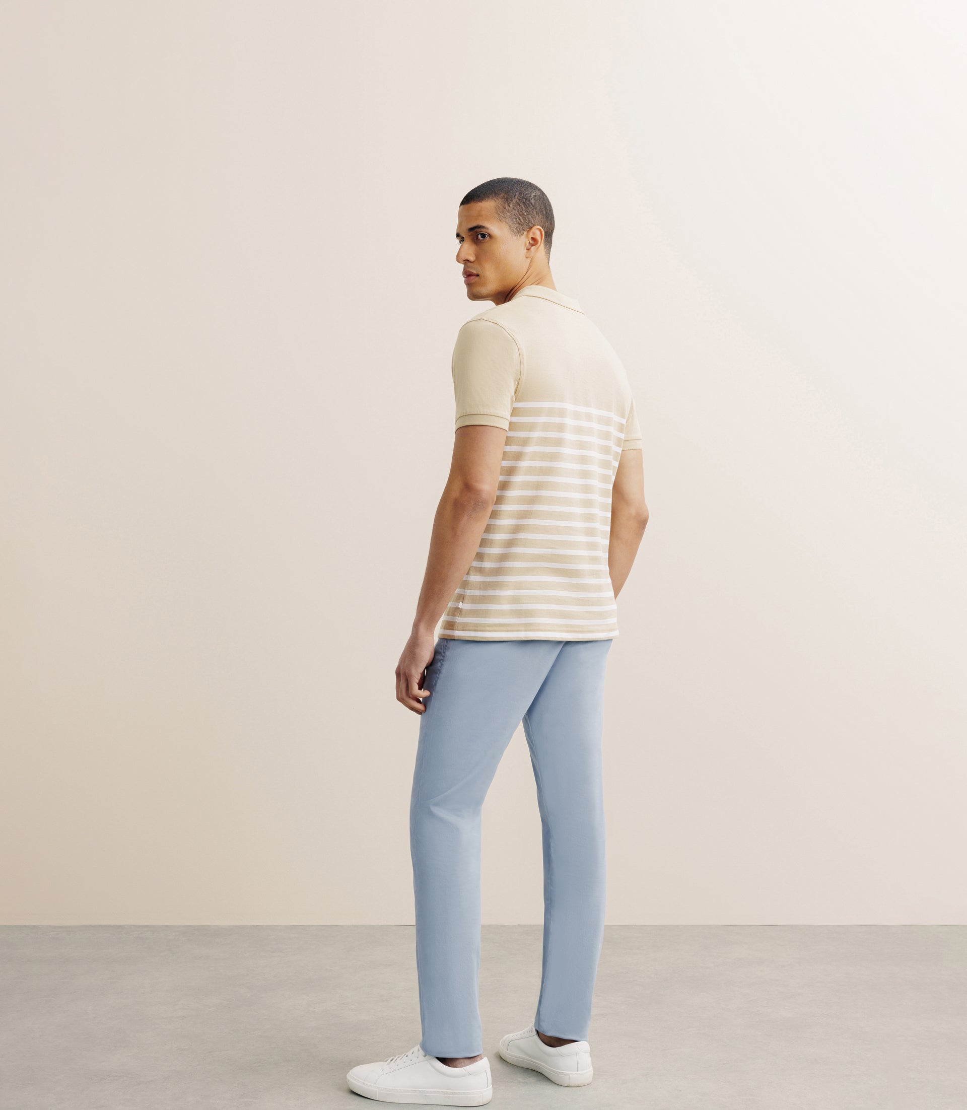 Polo boutonné marinière beige - IZAC