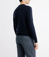 Pull col rond 100% cachemire marine - IZAC