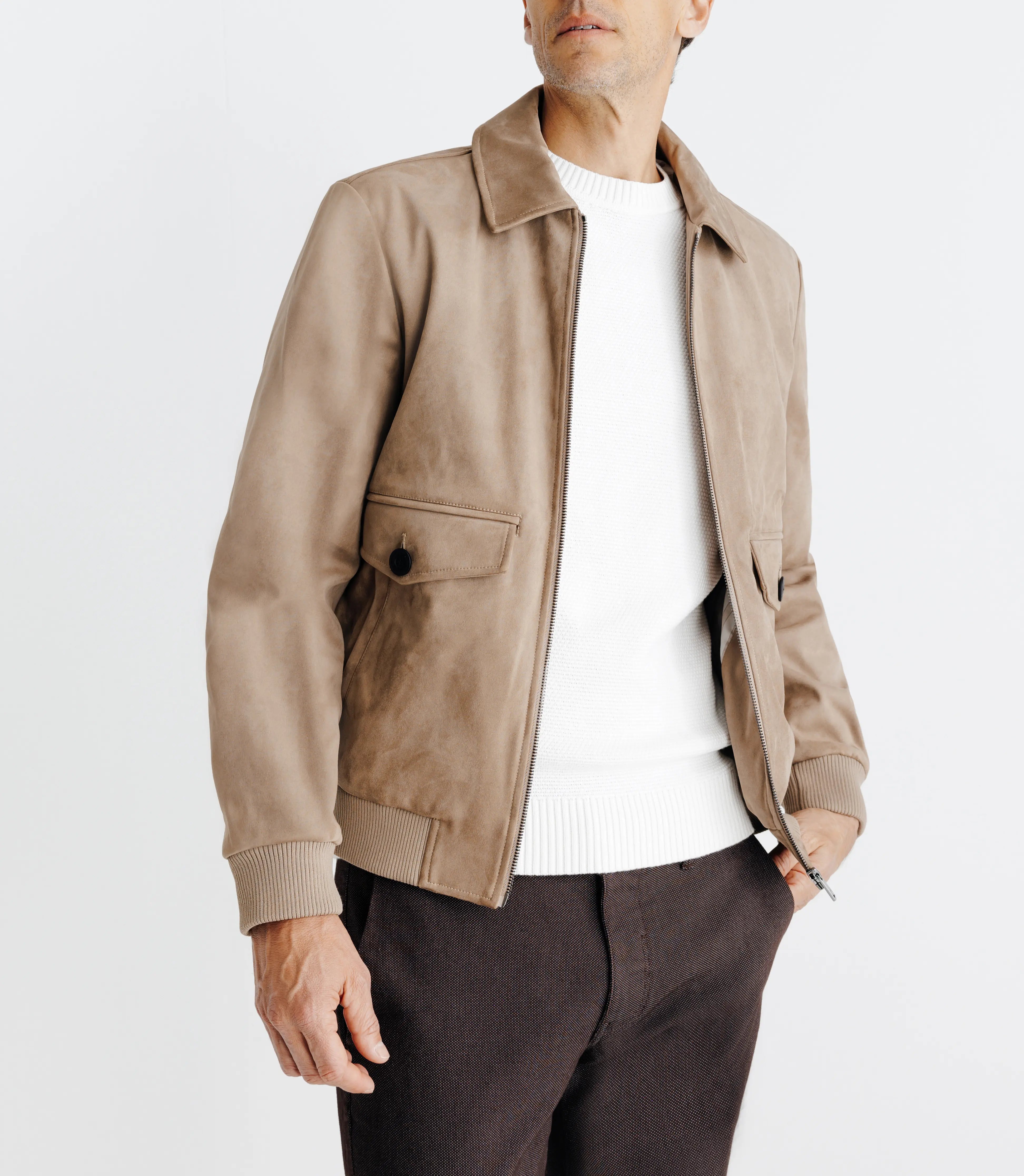 Blouson en suède taupe - IZAC