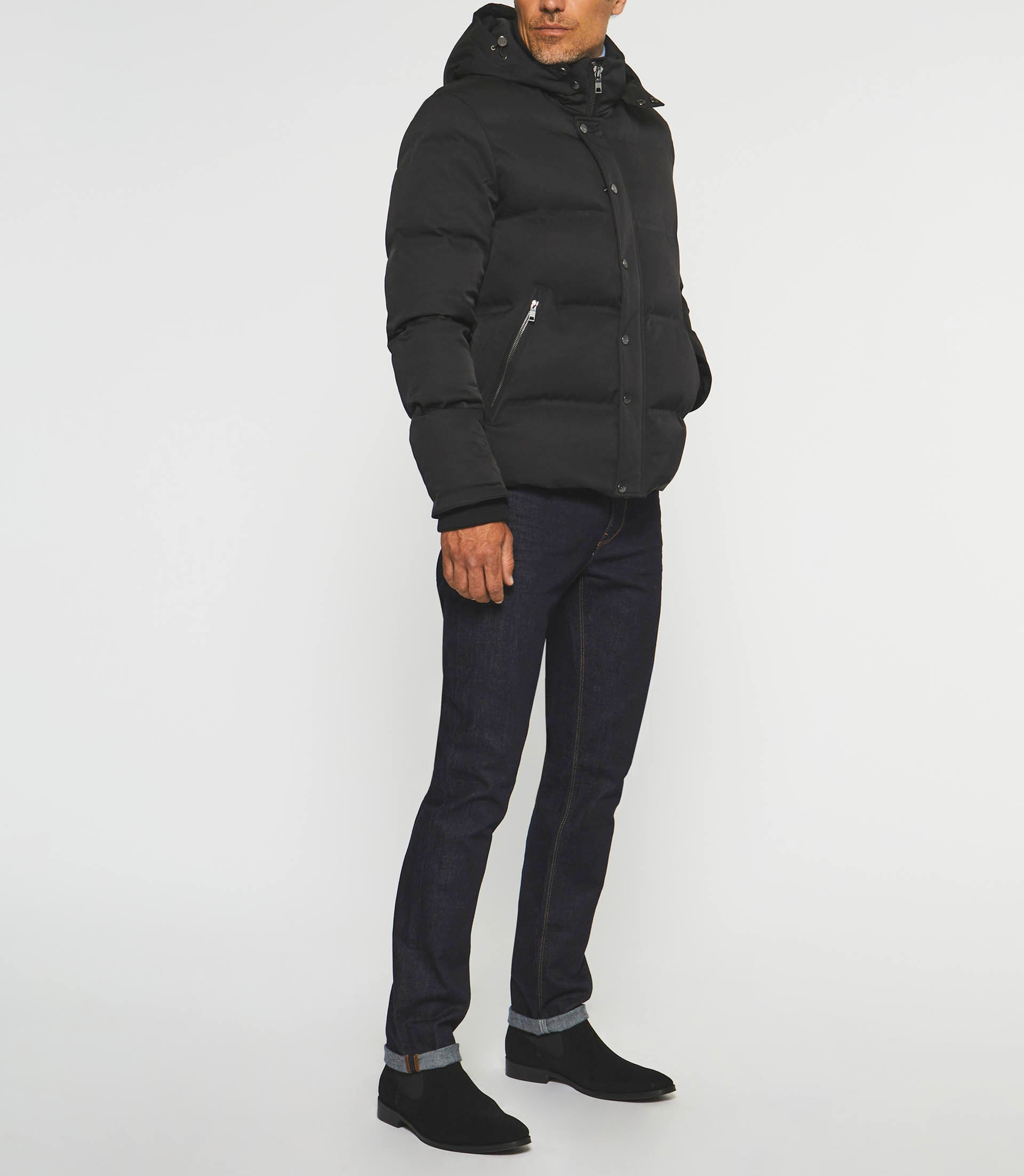 Blouson matelassé sans couture à capuche amovible noir MIKIS - IZAC