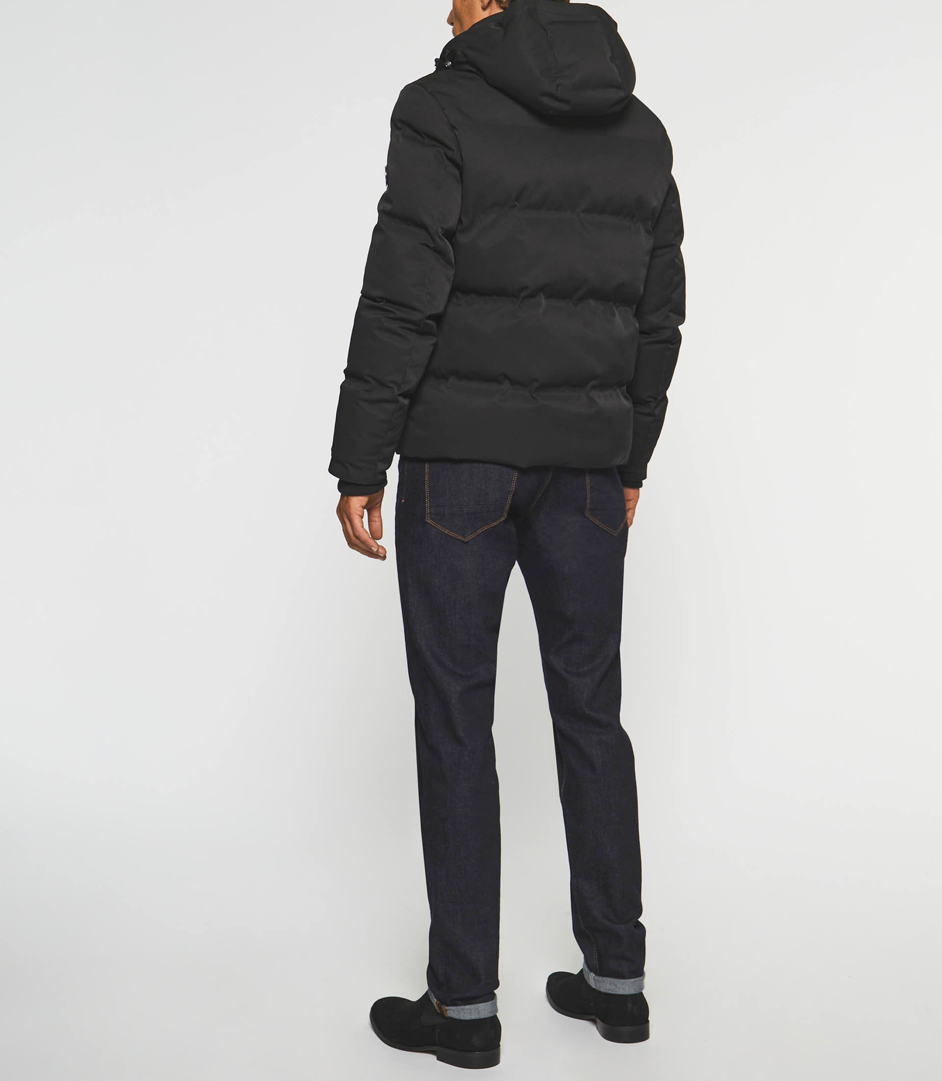 Blouson matelassé sans couture à capuche amovible noir MIKIS - IZAC