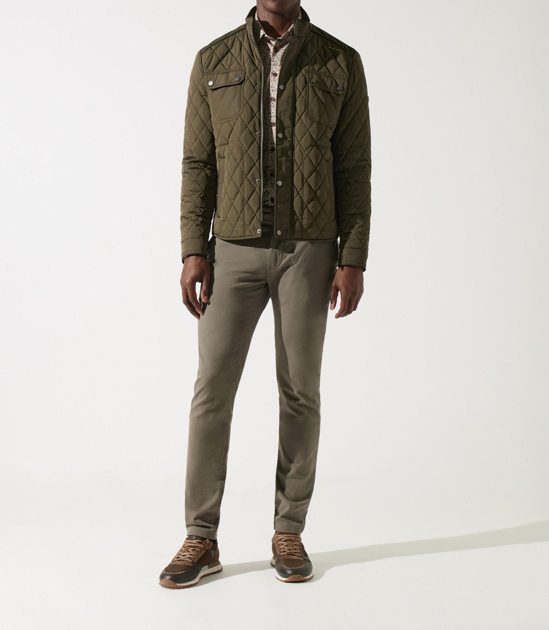 Blouson surchemise à col montant matelassé kaki MACEO - IZAC