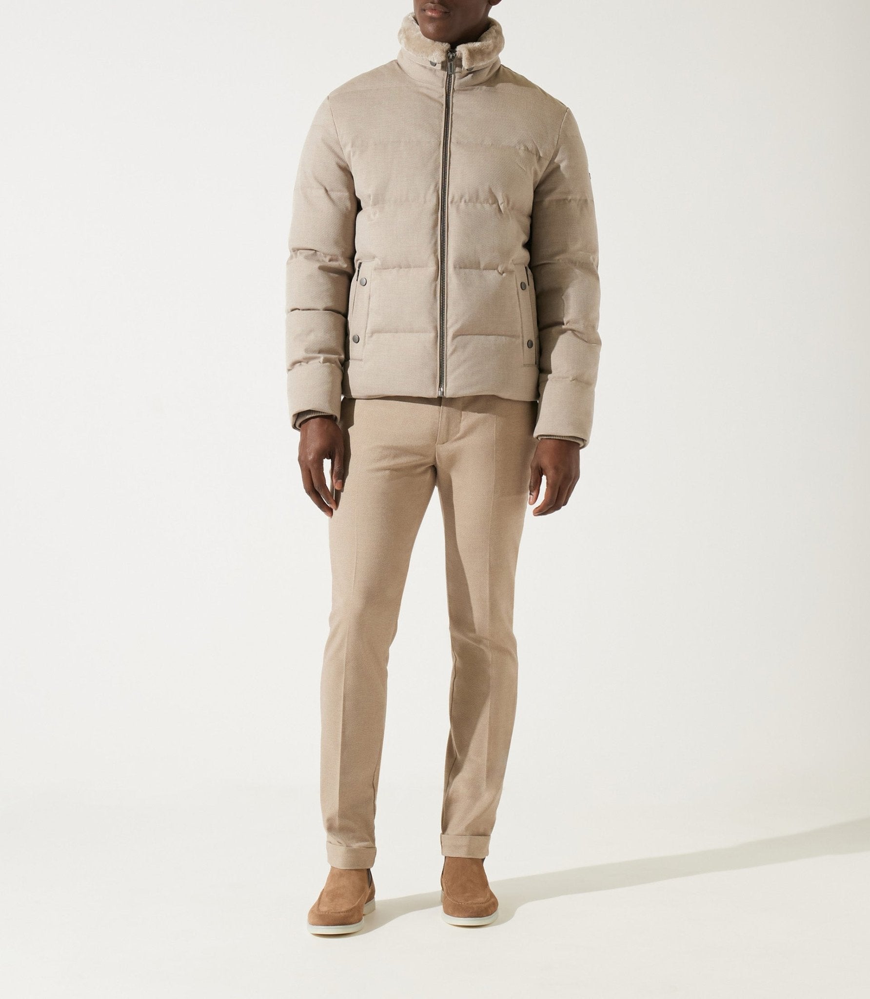 Doudoune col montant matelassé beige MADRID - IZAC