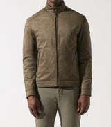 Blouson col officier en suède kaki MALWEN - IZAC
