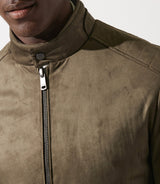 Blouson col officier en suède kaki MALWEN - IZAC