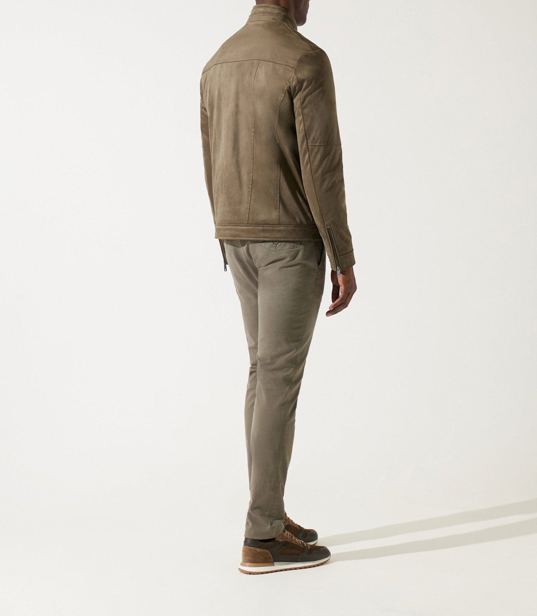 Blouson col officier en suède kaki MALWEN - IZAC