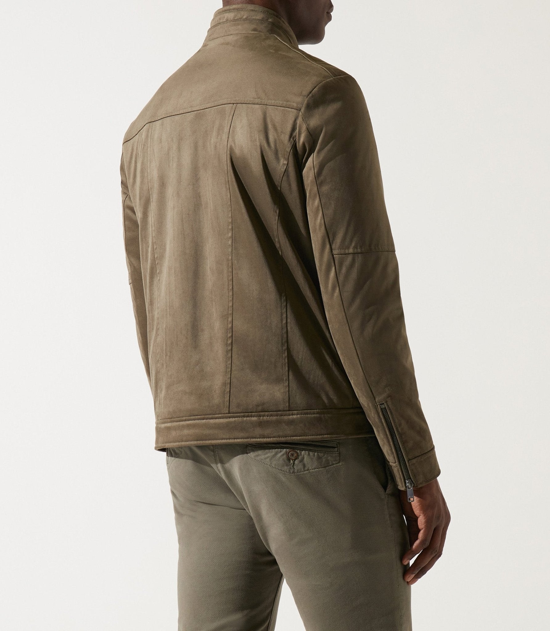 Blouson col officier en suède kaki MALWEN - IZAC