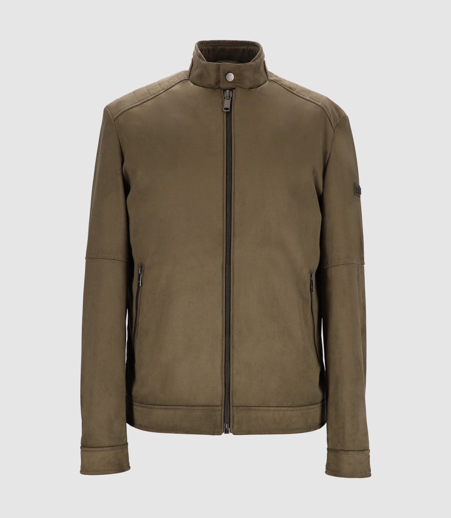 Blouson col officier en suède kaki MALWEN - IZAC