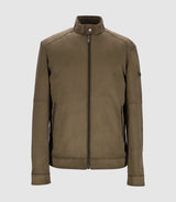 Blouson col officier en suède kaki MALWEN - IZAC