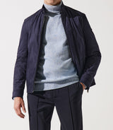 Blouson col officier en suède marine MALWEN - IZAC