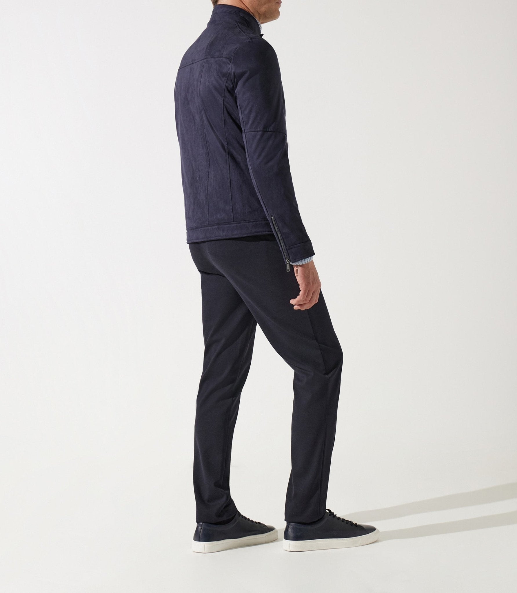 Blouson col officier en suède marine MALWEN - IZAC