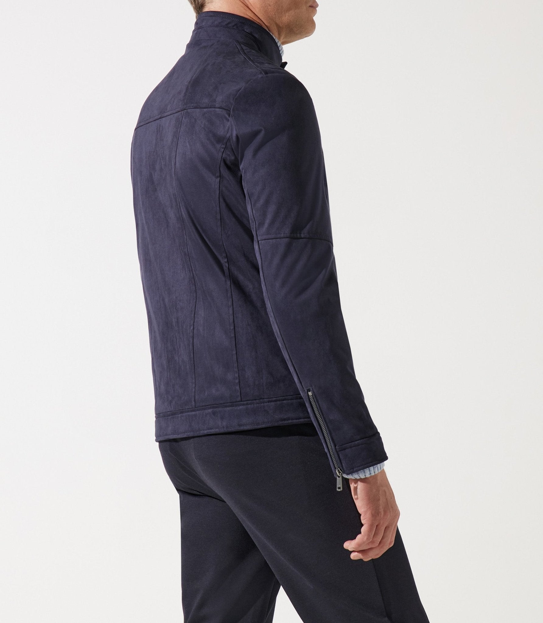 Blouson col officier en suède marine MALWEN - IZAC