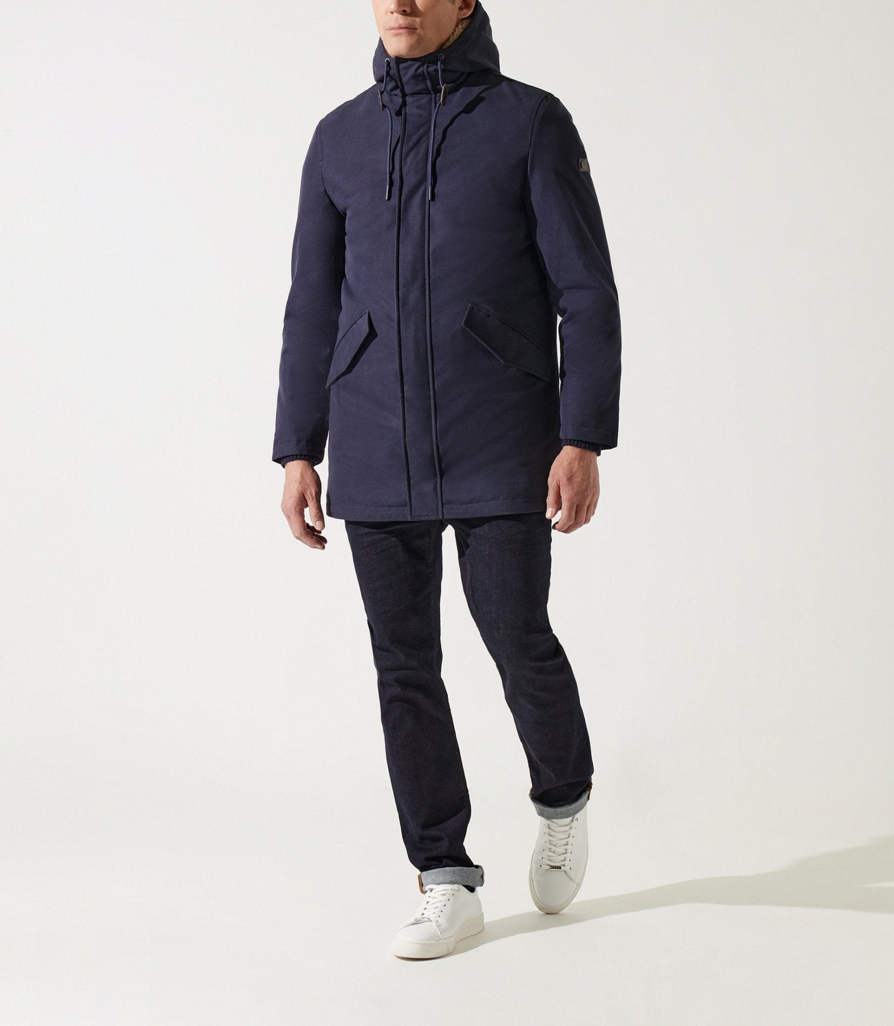 Parka longue à capuche marine MANCHESTER - IZAC