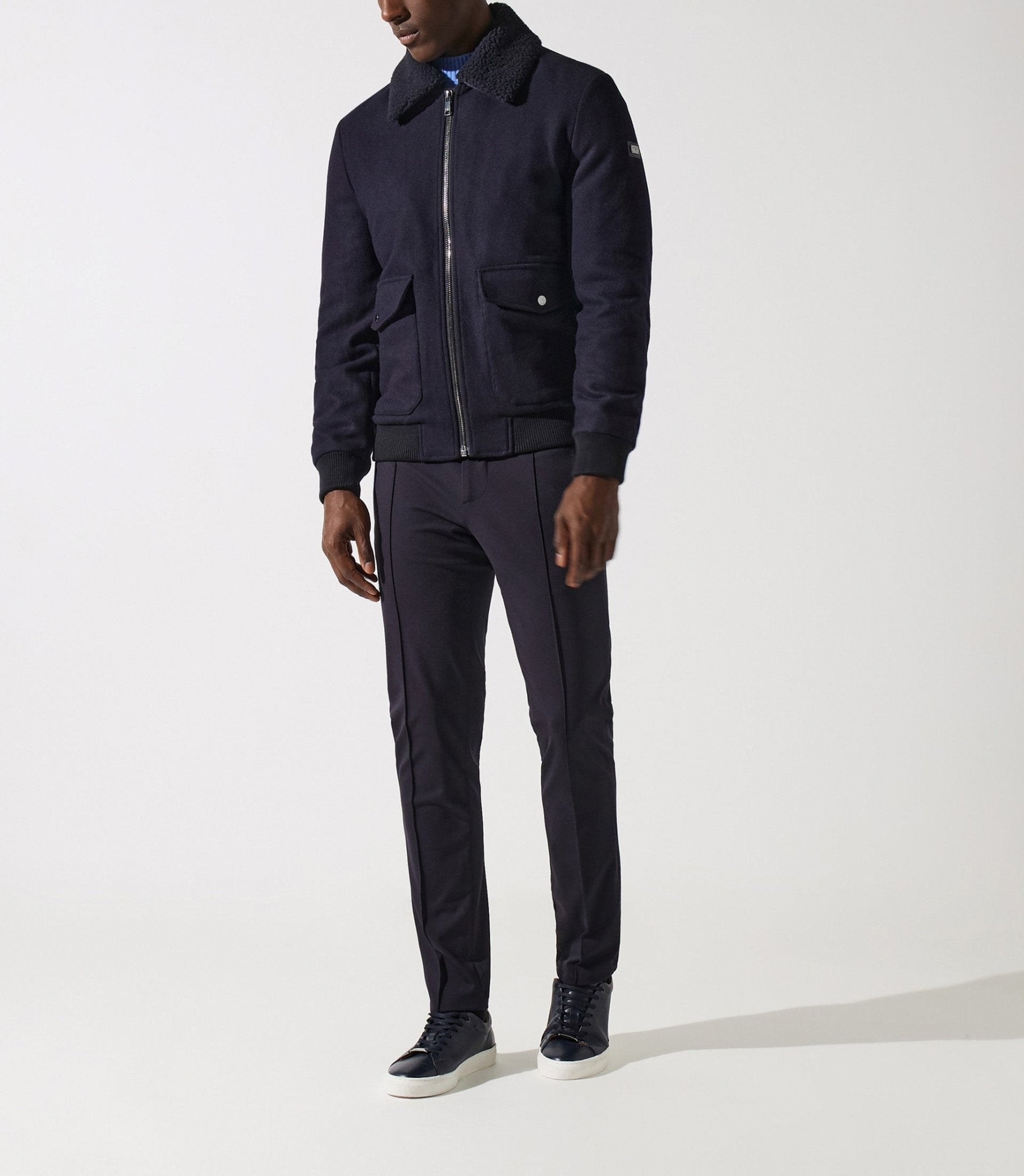 Blouson en laine col sherpa marine MATHIAS - IZAC