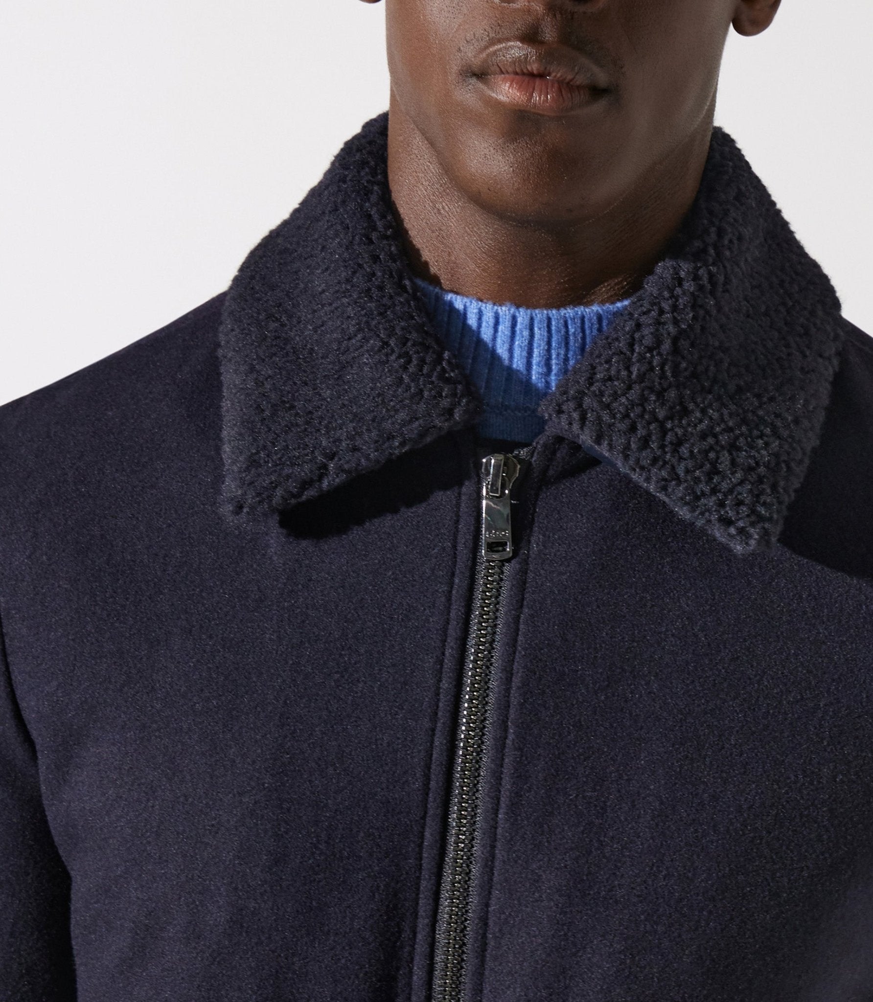 Blouson en laine col sherpa marine MATHIAS - IZAC