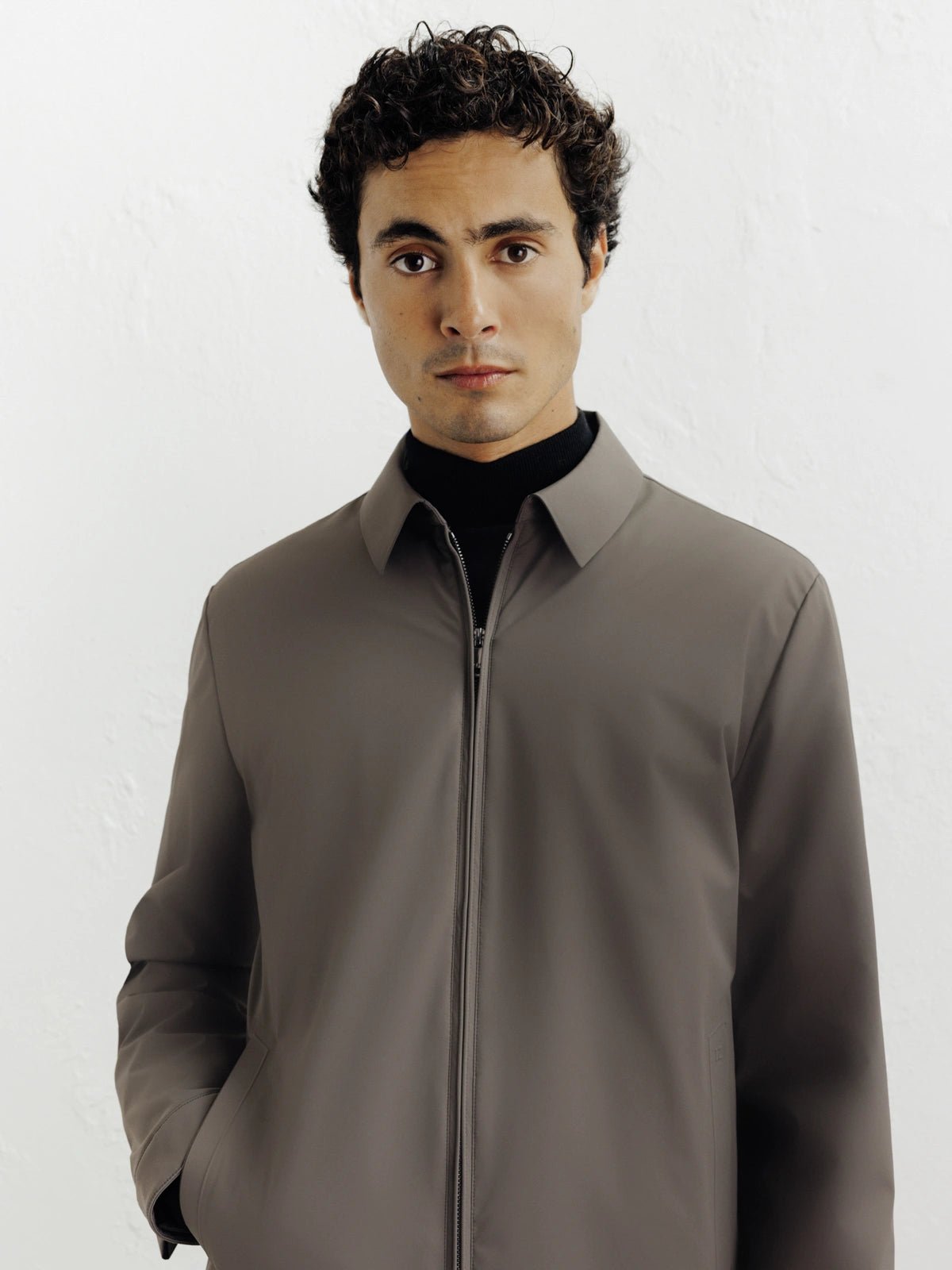 Blouson col chemise taupe - IZAC