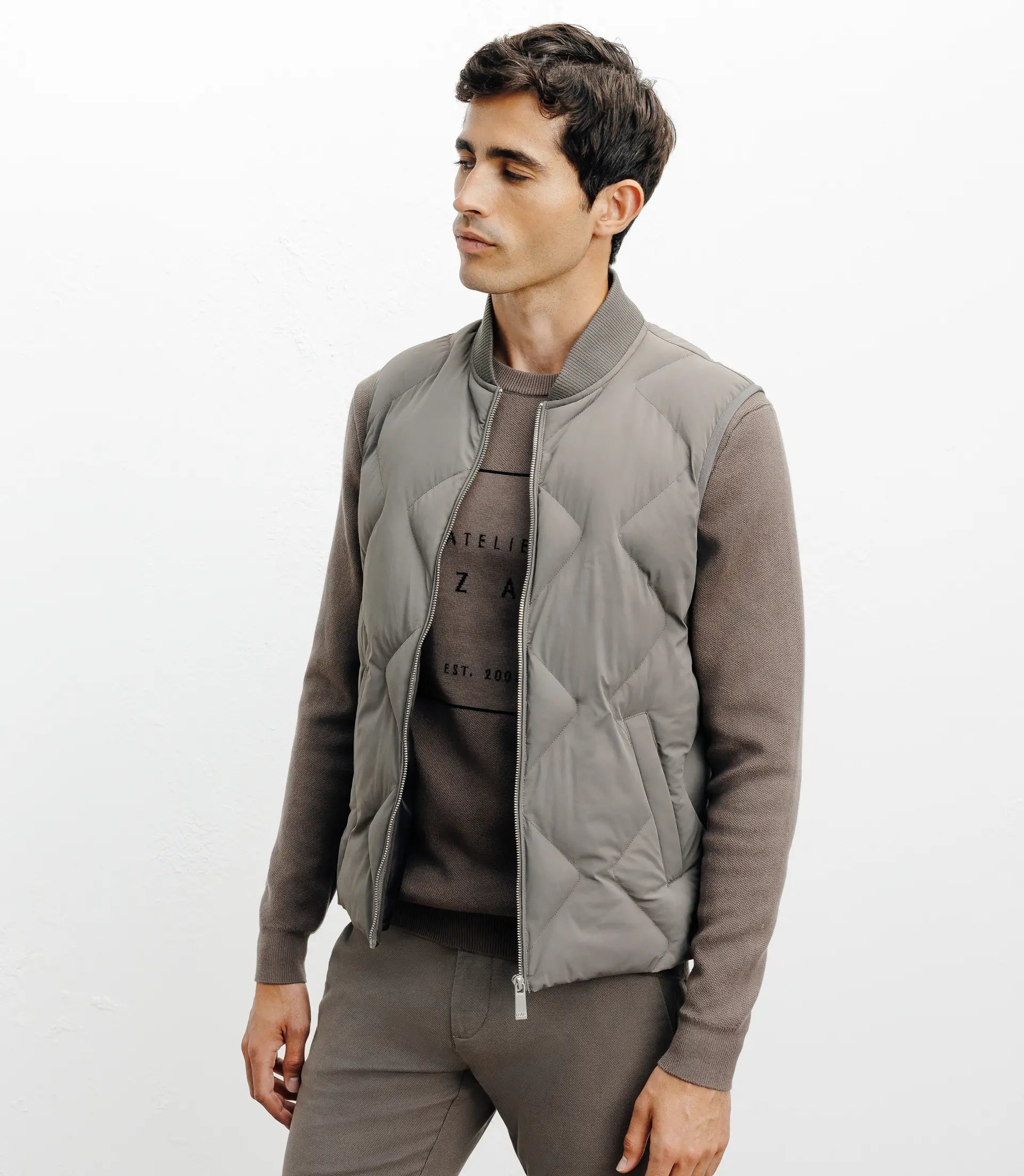 Doudoune sans manches taupe