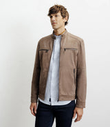 Blouson motard taupe - IZAC