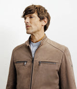 Blouson motard taupe - IZAC