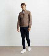 Blouson motard taupe - IZAC