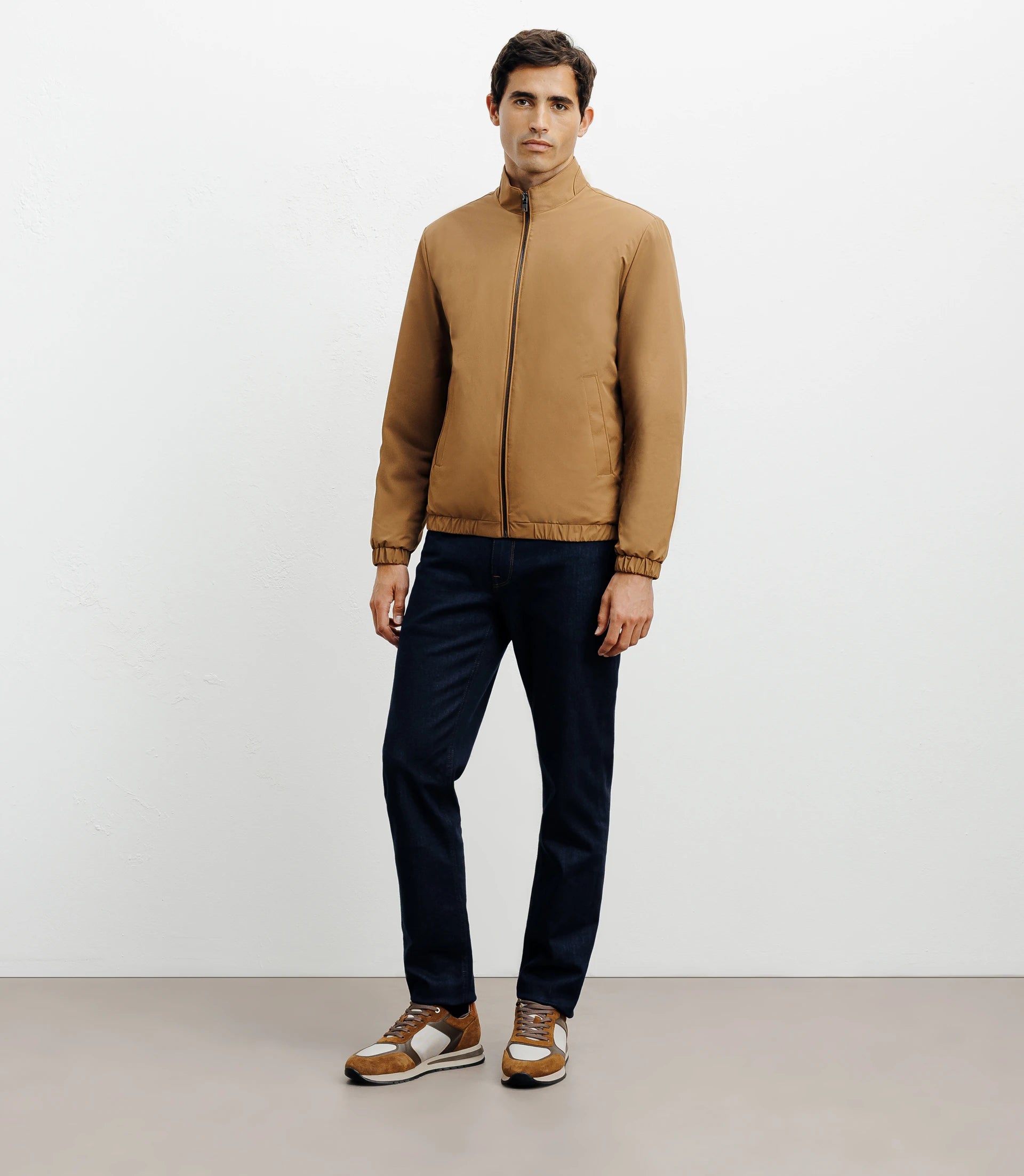 Blouson col chemise camel - IZAC