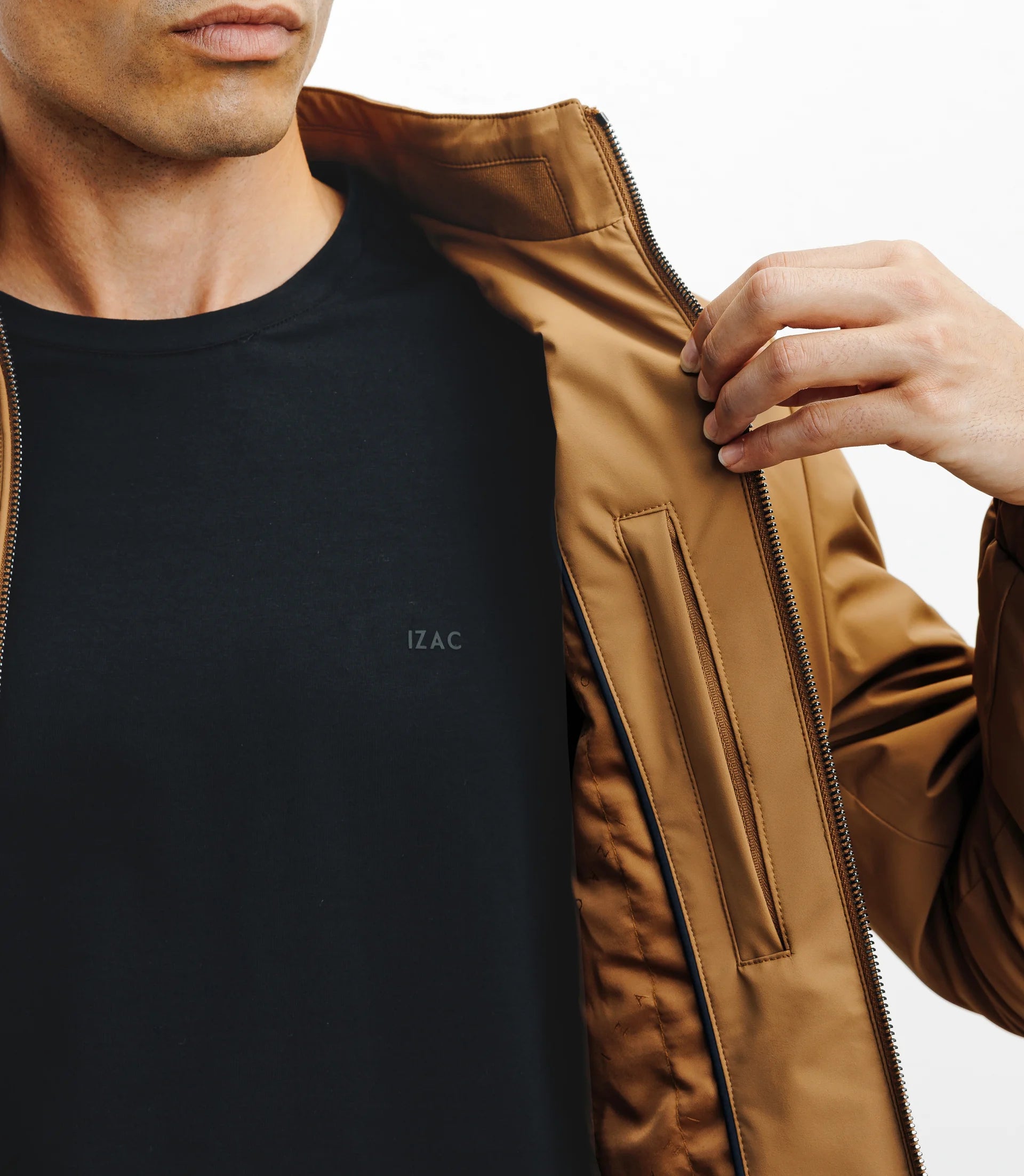Blouson col chemise camel - IZAC