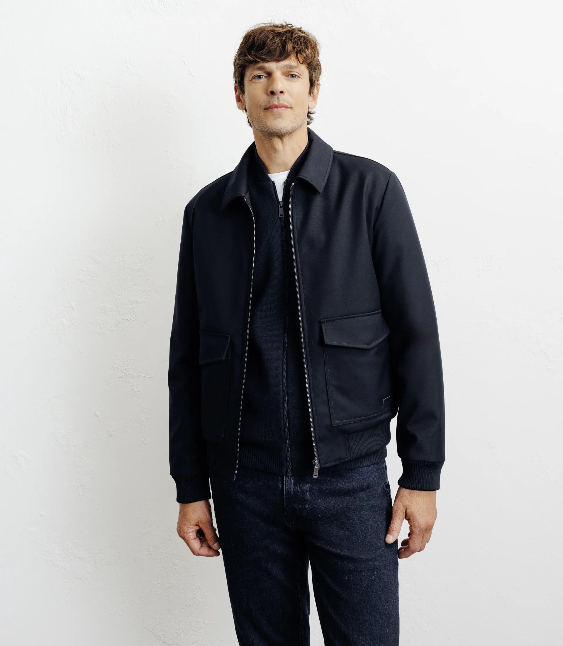 Blouson col chemise marine - IZAC