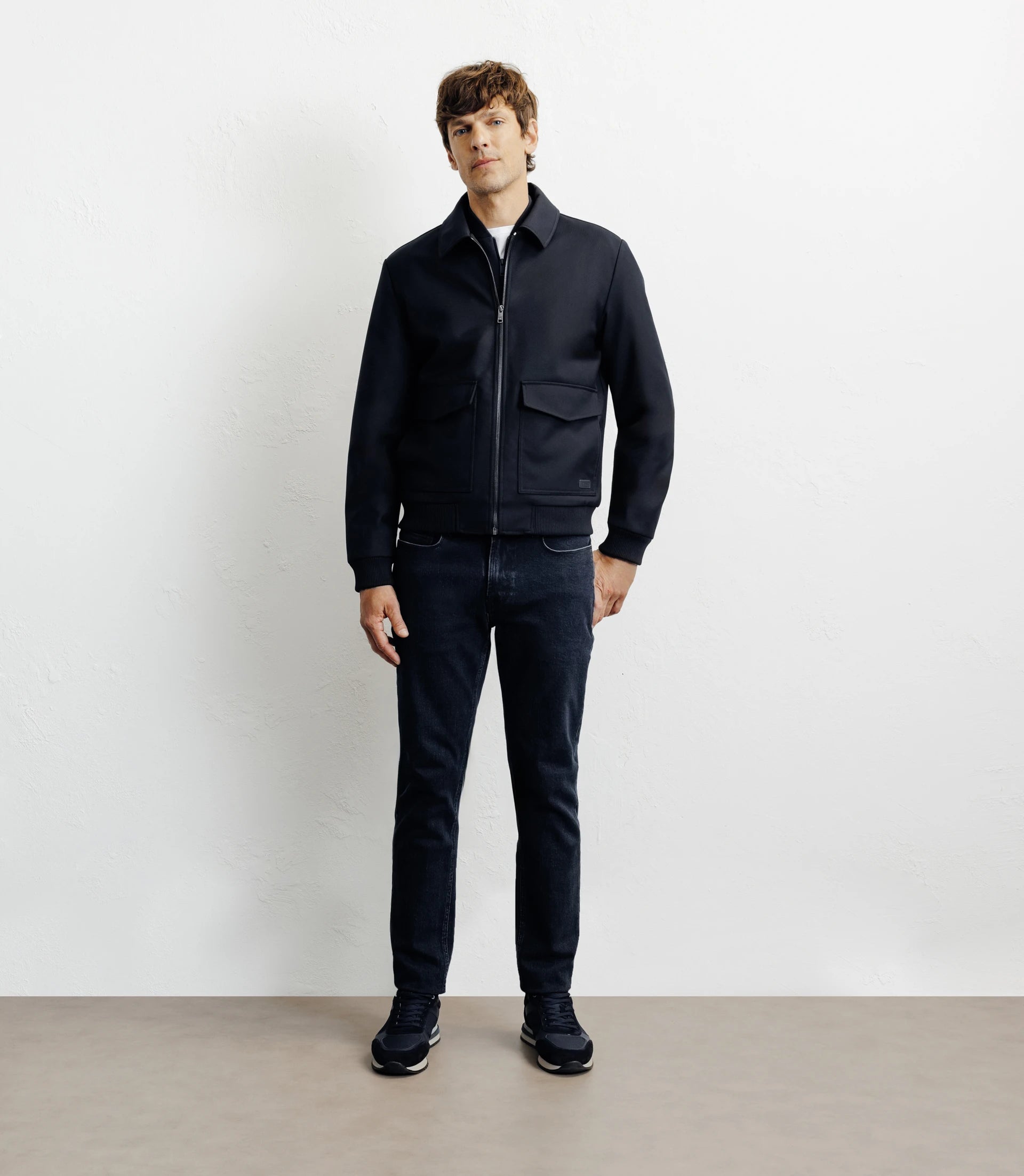 Blouson col chemise marine - IZAC
