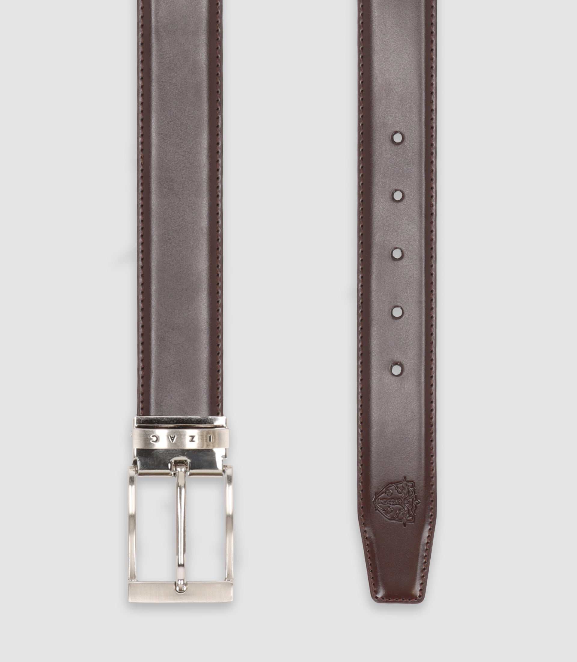 Ceinture ajustable réversible double marron - IZAC