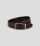 Ceinture avec boucle réversible en cuir marron - IZAC