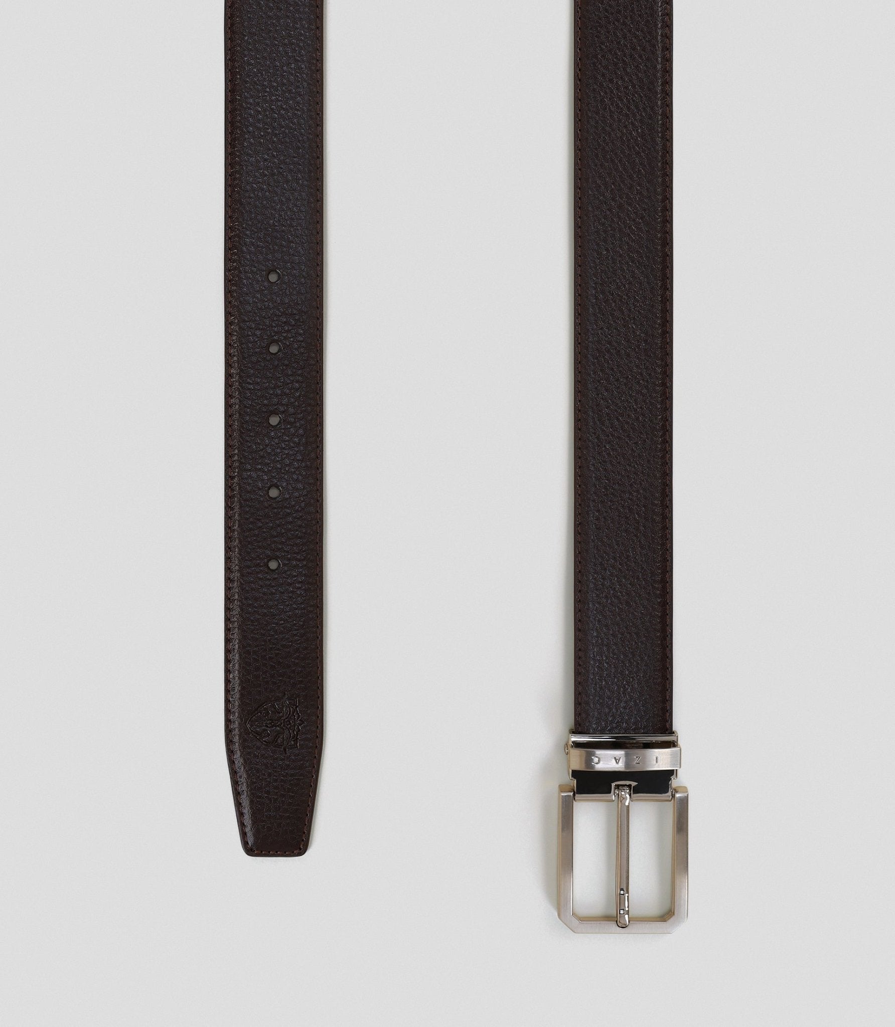 Ceinture avec boucle réversible en cuir marron - IZAC