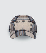 Casquette en tissu à carreaux écrue