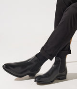 Bottines élastiques en cuir noir OTIS - IZAC