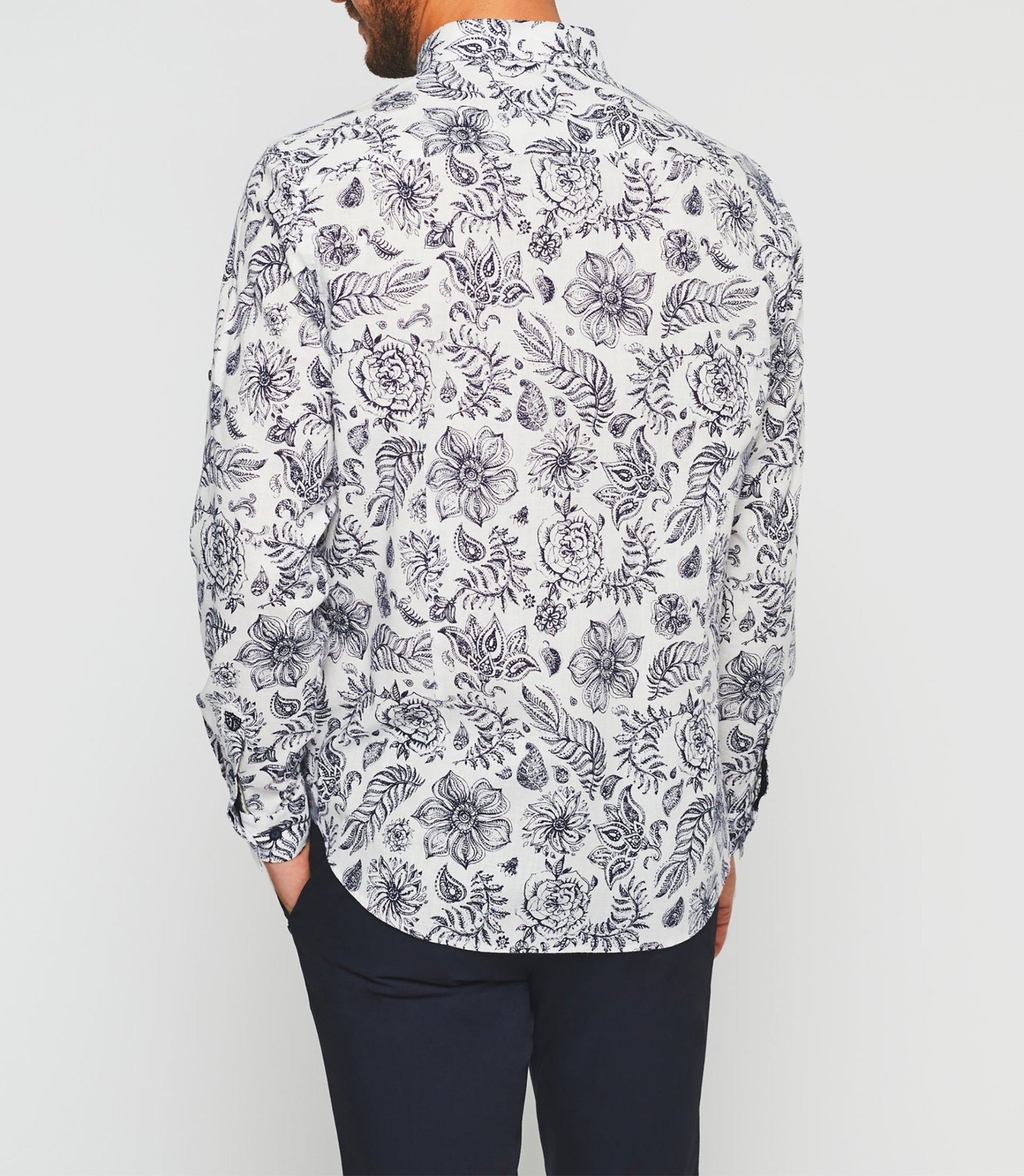 Chemise casual blanche et marine "Kinou" - IZAC