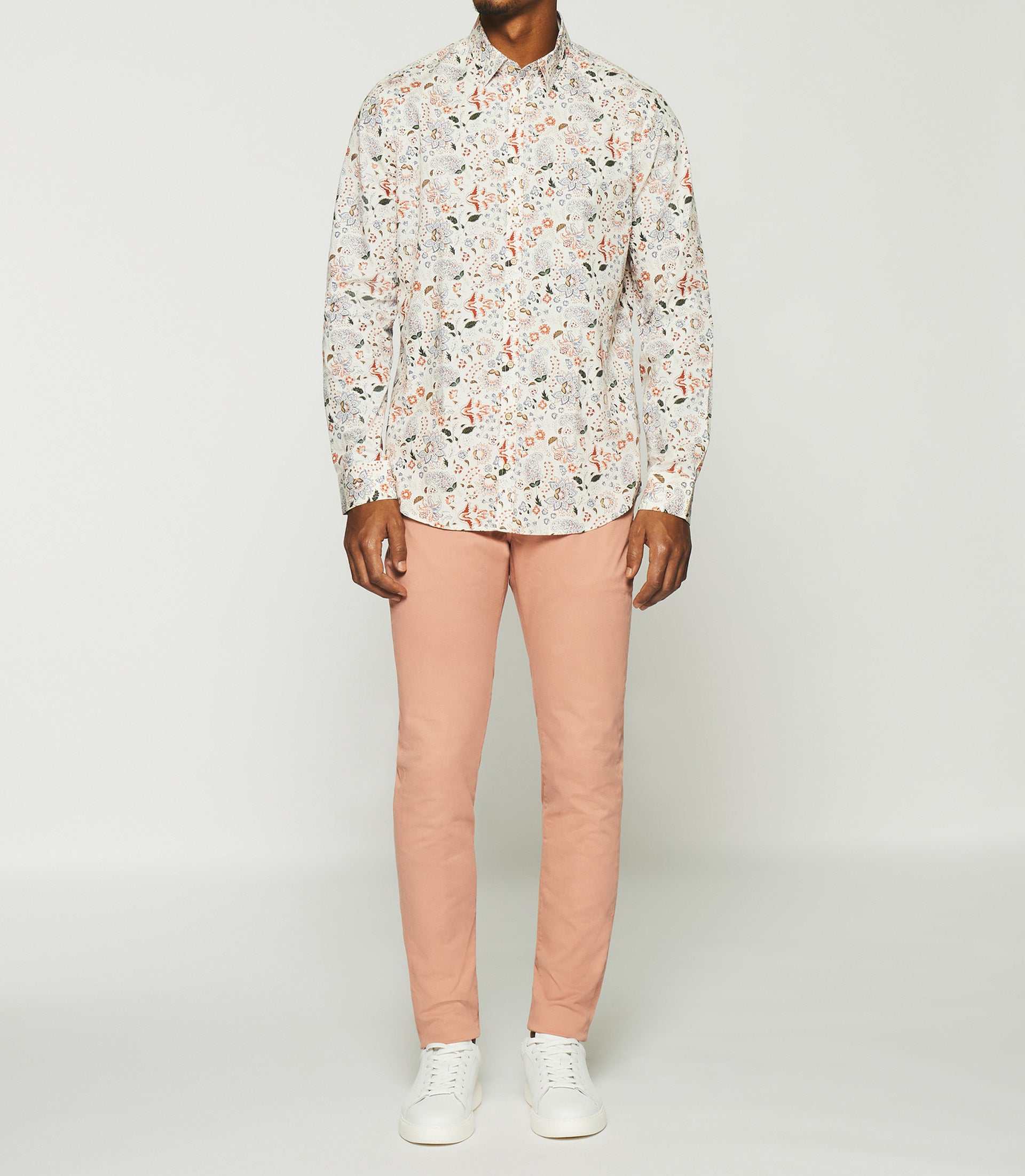 Chemise à imprimé fleurs blanche et rouge KAEL - IZAC