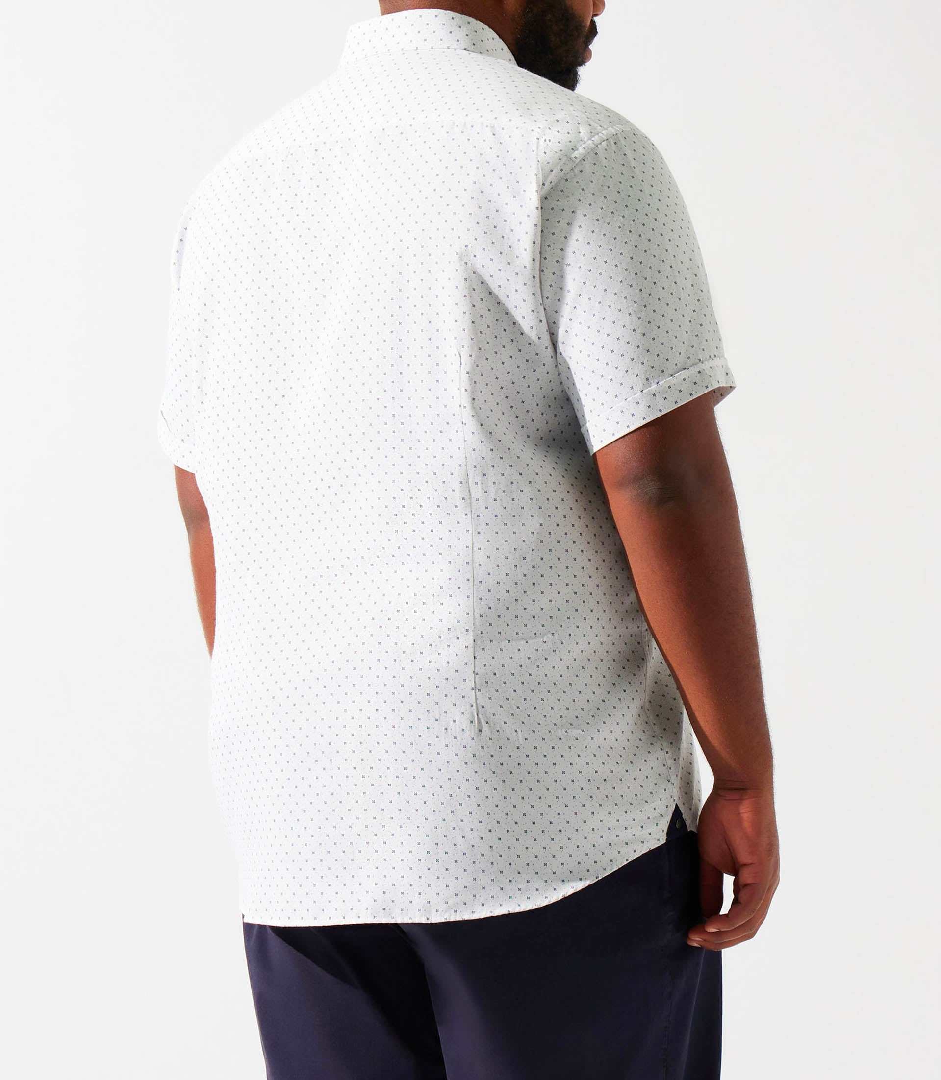 Chemise manches courtes à imprimé blanche et marine KEDDYBT - IZAC