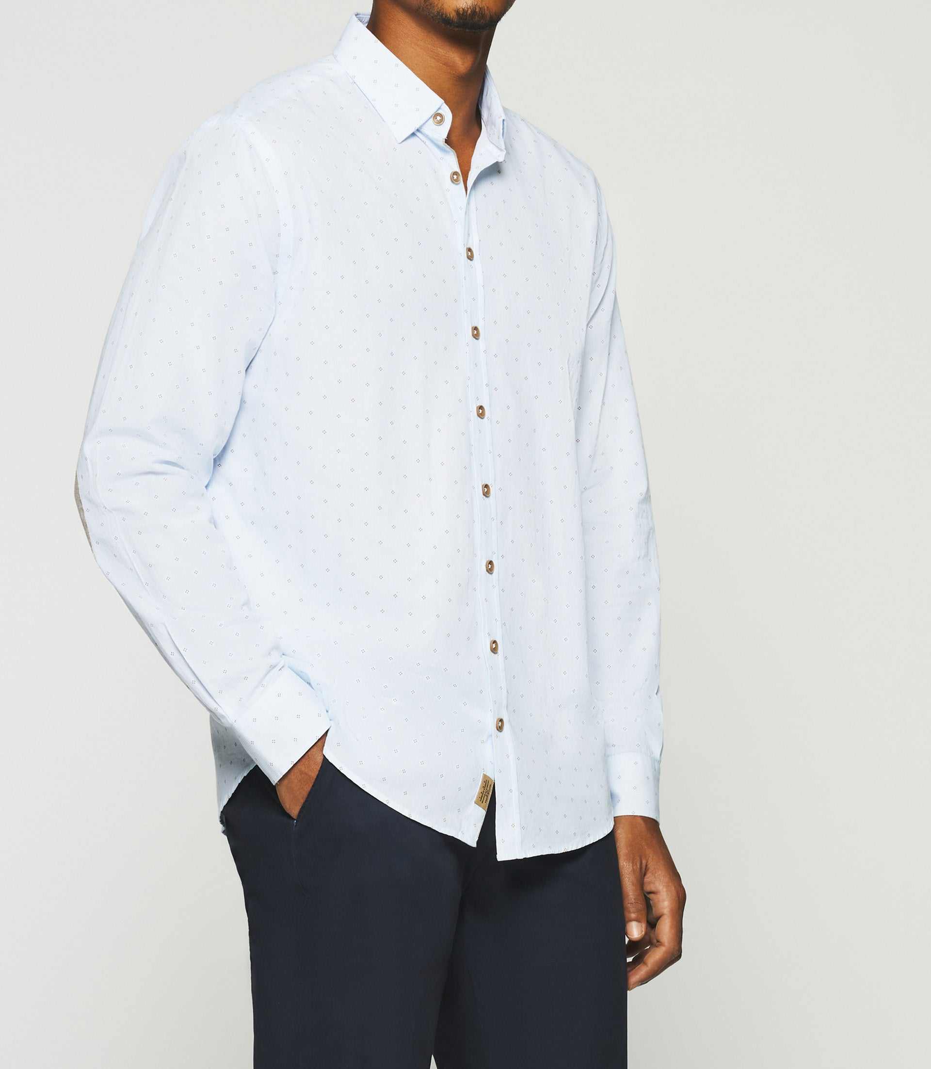 Chemise regular à imprimé blanche et camel KELLY - IZAC