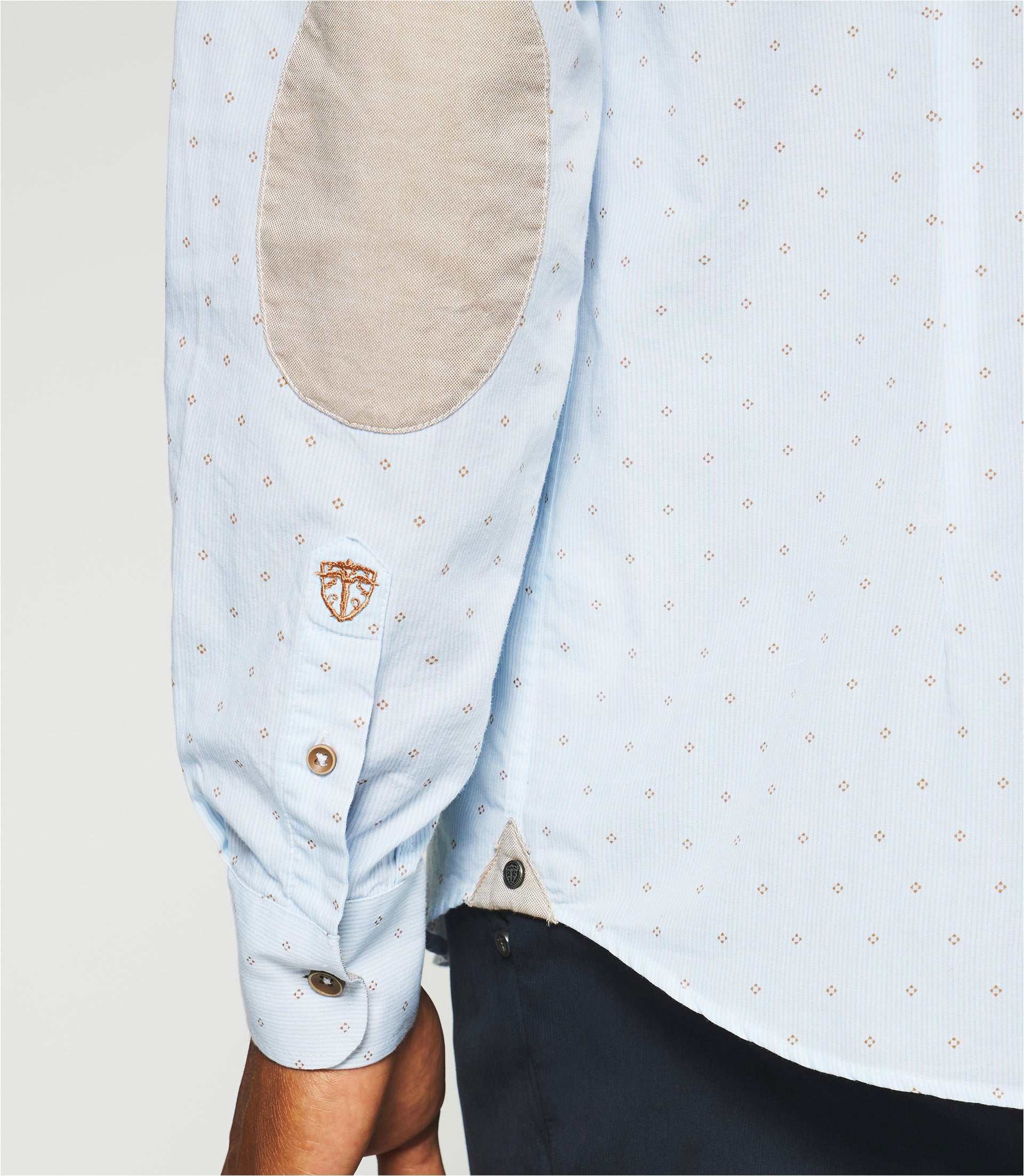 Chemise regular à imprimé blanche et camel KELLY - IZAC
