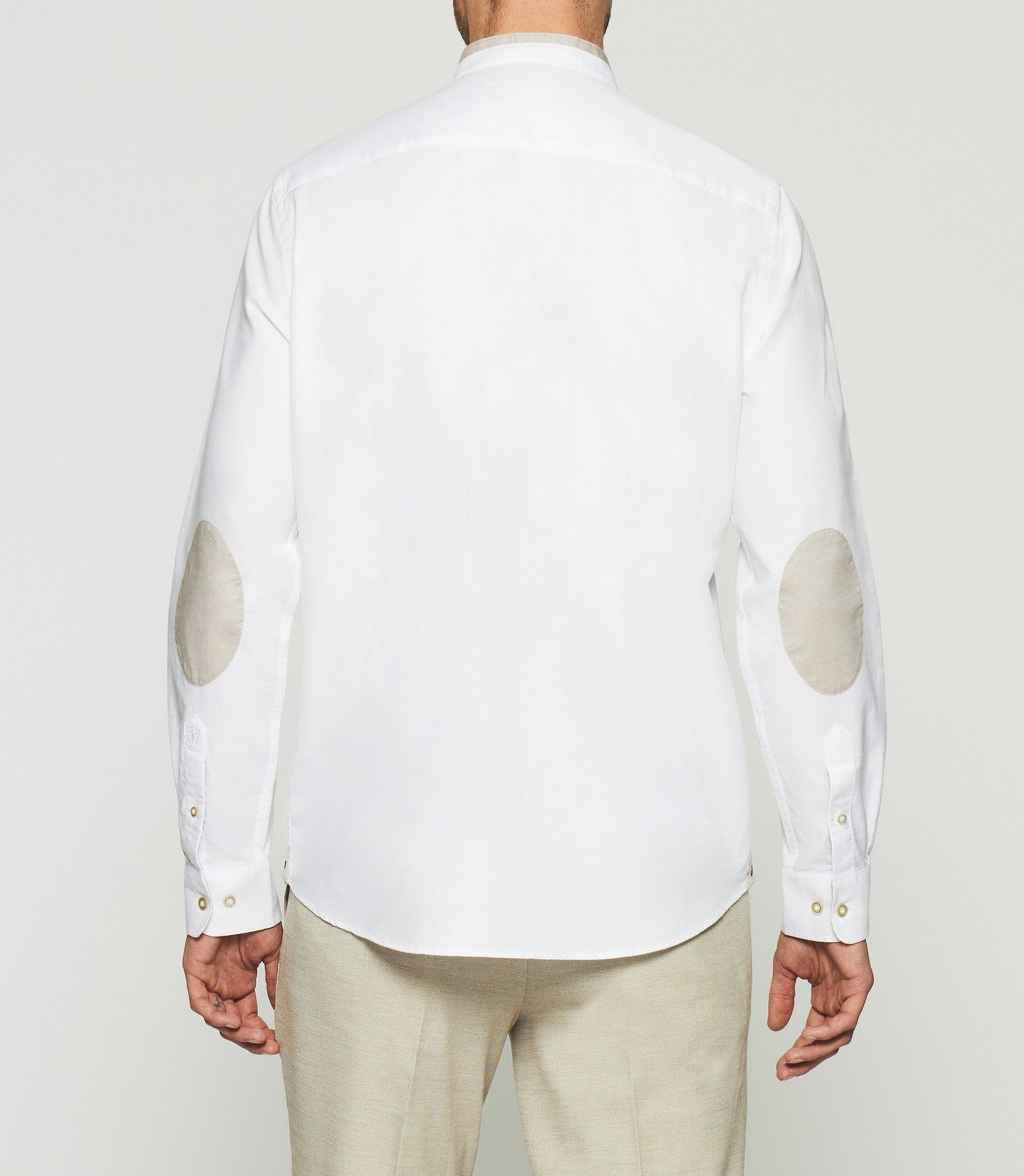 Chemise à coudières blanche et camel KENNY - IZAC