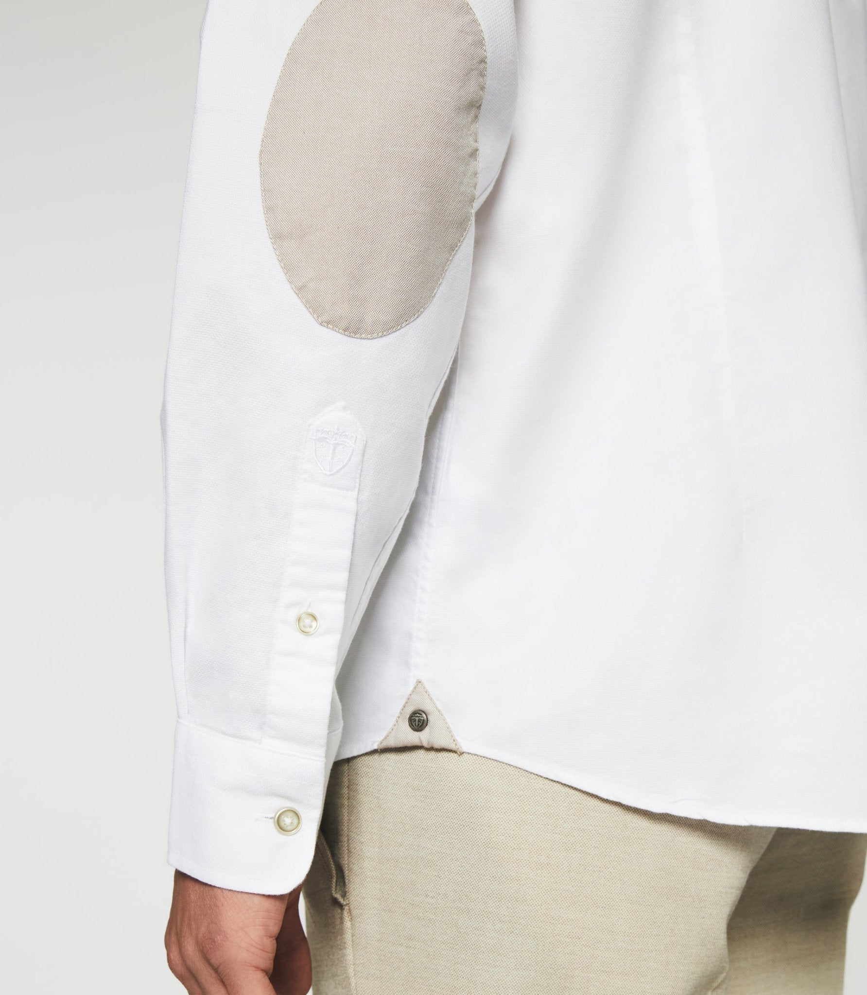 Chemise à coudières blanche et camel KENNY - IZAC
