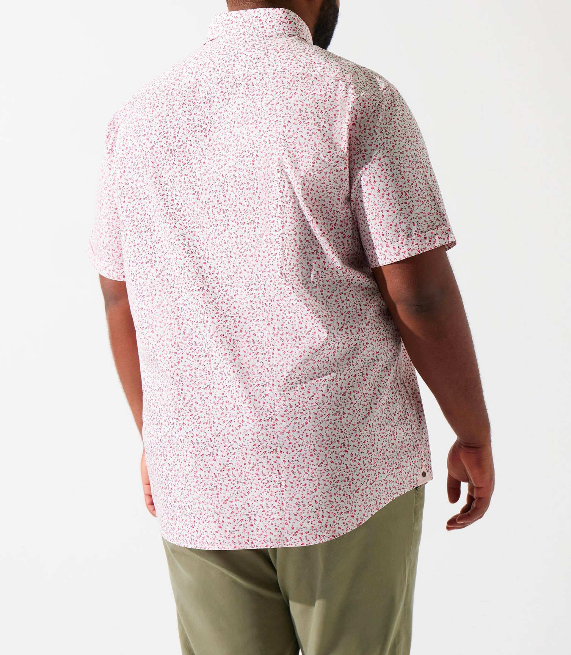Chemise manches courtes à imprimé blanc et rose KIMBT - IZAC