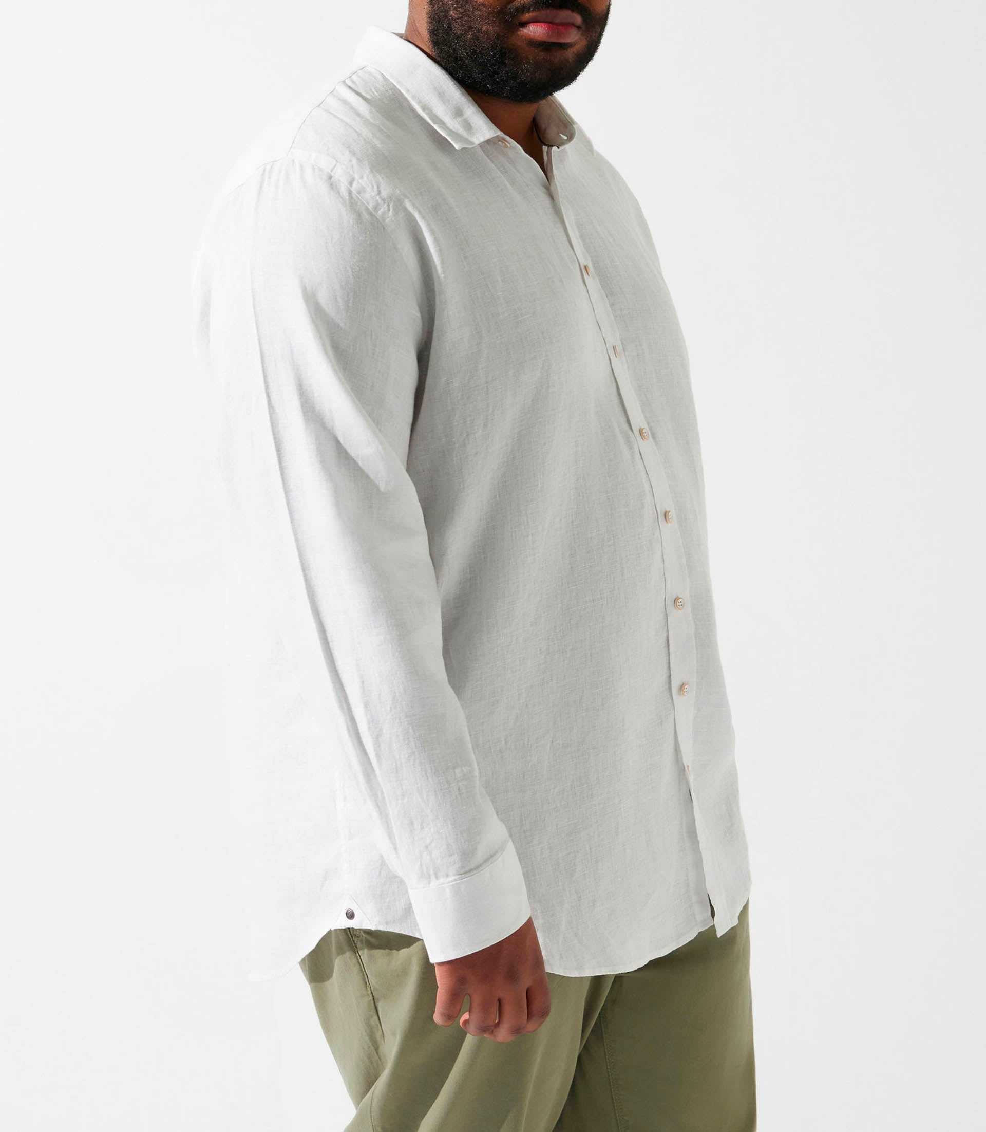 Chemise unie blanche en lin KISSBT - IZAC